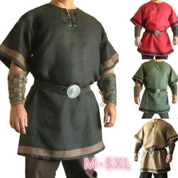 Medieval Viking Red Color Renaissance Tunic Costume For Armor Reenactment LARP No belt or wrist guard