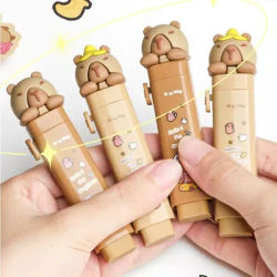 Cute Capybara Push-pull Rubber Eraser Cartoon Silicone Eraser Replaceable Core Correction Tool Student Stationery Gift