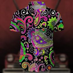 Retrò Vintage Anni '70 Camicia Camicia Aloha Hippie Disco Paisley Etnico Costume Per uomo Mascherata Vacanza Feste Parata dell'Orgoglio Adulti Camicia