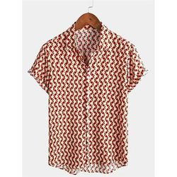 Retrò Vintage Anni '70 Camicia Camicie hawaiane Disco Geometrico Psichedelico Costume Per uomo Halloween Carnevale Festival Musicale Parata dell'Orgoglio Mese dell'orgoglio Adulti Camicia