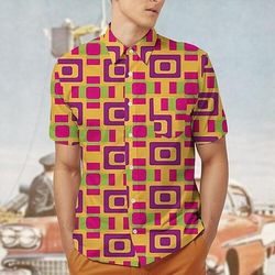 Retrò Vintage Anni '70 Camicia Camicia Aloha Hippie Disco Geometrico Costume Per uomo Mascherata Vacanza Feste Parata dell'Orgoglio Adulti Camicia