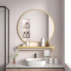 Bathroom Mirror With Storage Rack Household Bathroom Makeup Mirror Metal Frame Wall Mounted Mirrors Espejo De Baño 욕실 거울