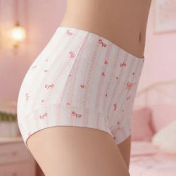 Culottes mi-hautes pour femmes, douces, sexy, haute élasticité, respirantes, confortables, boxers en pur coton, sous-vêtements jacquard, lingerie intime