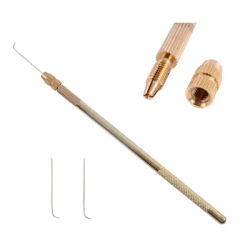 2 Pcs German Wig-Making Needles and 1 Brass Holder for Lace Wig Ventilating Needle