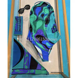 Maillots de bain pour femmes au design classique avec foulard vert, logo signature lettre, marque de créateur, ensembles bikini sexy avec bandeau, vêtements de plage