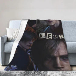 Leons Kennedy Residents Evils Flannel Blanket Winter Warm Throw Blanket for Kids Couch Bed Funny Bedspread Sofa Bed Cover