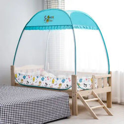 Cartoon Style Full Bottom Anti-fall Baby Mosquito Net Home No Install Big Space 3-door Child Mosquito Net Foldable Portable Tent