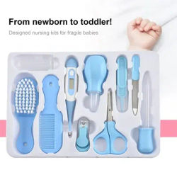 10PCS Baby Nail Trimmer Care Set Kid Hair Health Care Thermometer Grooming Brush Clipper Teether Toothbrush Kit Baby Essentials