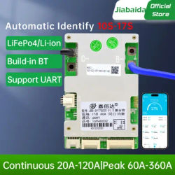 JiaBaiDa SP17S005 UART Build-in Bluetooth 10S 11S 13S 14S 36V 15S 16S 17S 48V LiFePo4 Li-ion Smart BMS for Electric Bike