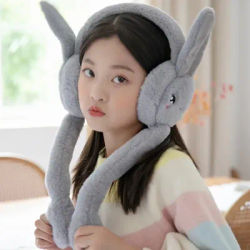 Cache-oreilles pour enfants coubeliques, mignon, oreilles de lapin mobiles, chaudes, couvre-oreilles d'hiver, pour filles et étudiantes