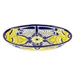 Yellow Blooms,'Mexican Talavera Style Ceramic Platter with Yellow Flowers'
