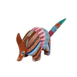 Enchanting Armadillo,'Handcrafted Copal Wood Alebrije Armadillo Figurine'