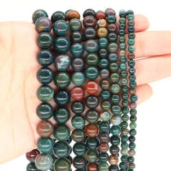 4/6/8/10mm Green Bloodstone Natural Stone Healing Crystal Round Loose Spacer Gemstones for Jewelry Making DIY Bracelet Accessory