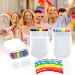 2 Packs of 6-Color Rainbow Face Paint Crayons, Rainbow Strip Face Graffiti Crayons for Sports, Festivals, and Halloween