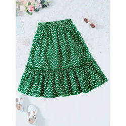 Petite jupe florale verte à volants - style frais printemps et été