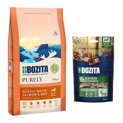 7,5 kg / 11 kg Bozita Dog Purely Grain Free + 2 x 70 g Meaty Bites gratis! - 7,5 kg Adult Small Salmone e Manzo