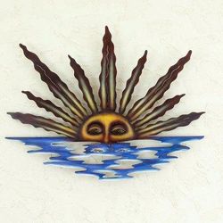 Sunset in Sayulita,'Artisan Crafted Mexican Sun and Moon Steel Wall Art'