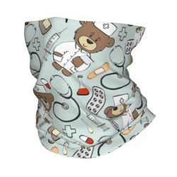 Modèle d'infirmière personnalisé avec ours Bandana cache-cou hommes femmes hiver Ski Tube écharpe guêtre soins de santé soins de santé soins infirmiers visage couverture