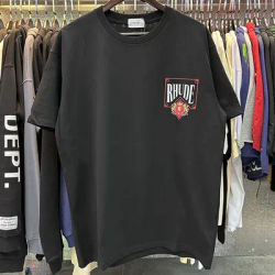 26SS Nouveaux hauts tendance imprimés en pur coton décontractés à manches courtes Rhude pour hommes et femmes, multifonctionnels