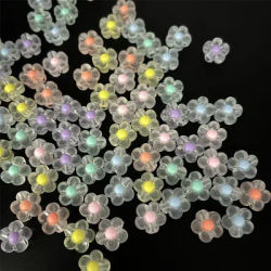 100pcs 12mm Sunflower Acrylic Beads Matte Transparent Mixed Color Spacer Beads Handmade Clipbook Jewelry Gifts
