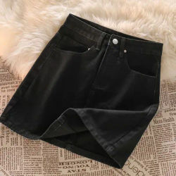 Jupe en jean classique décontractée pour filles, taille haute, coupe trapèze, style coréen, pour l'été