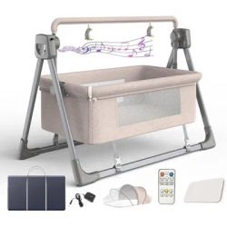 Rocking Bassinet for Baby Automatic Bedside Crib Electric Cradle Foldable Bedside Sleeper for Babies Infant Auto Rocking Crib
