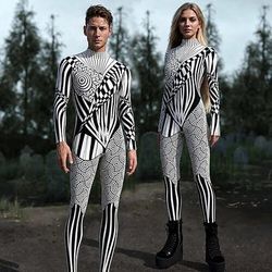 Body Costume tutina Astratto Stampa Rave Tutti Costume per Festival Musicale Halloween Carnevale Bambini Adulti