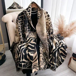 Couverture à Franges en Cachemire pour Femme, Pashmina, Châle Chaud, Animal, Léopard, Écharpe Ronde, Châle de la raq, Poncho, Étoles, Design Optique, Hiver, 2024