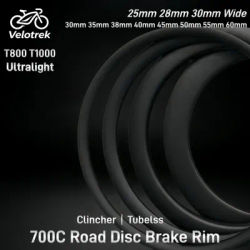 SupeLight 700C Carbon Rim 25/28/30mm Width 30/35/40/45/50/55/60mm Depth Bicycle Disc Tubeless Wheel Hookless Hook Asymmetry Rims