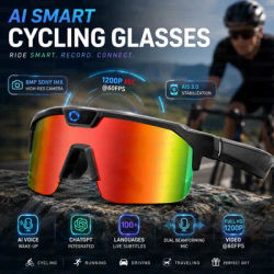 2026 New AI Smart Cycling Glasses 8MP Camera 1200P HD Video Recording Translations Bluetooth Audio Sunglasses for Outdoor Sports
