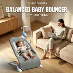 IMBABY New Baby Rocking Chair Foldable for 0-12 Months 3 Height Adjustment Baby Bouncer Infant Swing with Toy Baby Comfort Chair