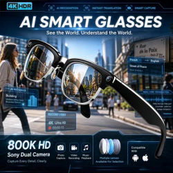 Nouvelles Lunettes Intelligentes IA 2026 avec Traduction IA, Caméra HD 8MP, Prise de Vue 4K, Enregistrement d'Appels Bluetooth, Musique – Lunettes de Soleil Intelligentes pour Hommes et Femmes