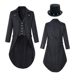 Cappotto medievale retro vintage del XVIII secolo giacca a tuxedo vampiro cavaliere costume eleglante costume dell'elfo Ebenezer Scrooge fantasia steampunk festa/sera cappotto per adulti cappello