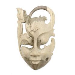 Frangipani Flower Woman,'Hibiscus Wood Wall Mask'