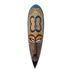 'Adinkra Symbol-Themed African Wood and Aluminum Wall Mask'