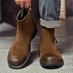 Hommes coton chaussures mode loisirs de plein air haut bottes hommes avec fourrure chaud bottes d'hiver haute qualité fermetures éclair hommes chaussures en cuir