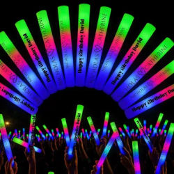 10/20/30/40/50/60pcs Customizable Colorful RGB LED Glow Sticks Glow Foam Stick Wedding Halloween Christmas Party Decoration