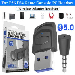 Wireless Game Audio Headphone Adapter Receiver for PS5 PS4 Game Console PC Headset USB Dongle Bluetooth 5.0 Audio Transmitter