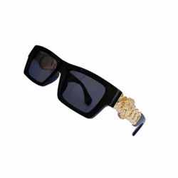 Lunettes de soleil carrées de luxe avec chaîne dorée pour femmes et hommes, style Y2K Hip Hop, monture noire, lunettes de soleil rétro pour fêtes, Oculos UV400