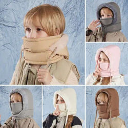 Coffret Cadeau Bonnet et Cache-oreilles Hiver pour Enfants, Cagoule Polaire Cyclisme Ski, Masque Anti-vent Extérieur, Ensemble Bonnet Écharpe pour Garçons et Filles