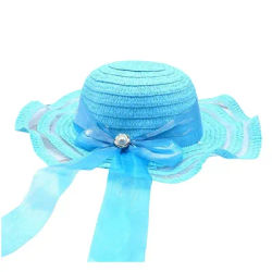 Chapeau de paille artisanal avec décoration florale, pour enfants de 3 à 7 ans, chapeau de plage à large bord, chapeau de soleil pour les voyages