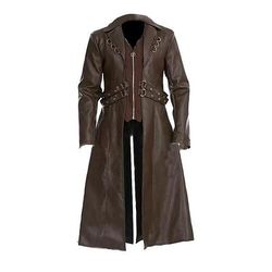 Roccia Punk Gotico Anni '80 Giacca Lunghe Sedia a dondolo Costume Per uomo Halloween Carnevale Performance Casual Quotidiano Adulti Giacca di pelle Autunno Inverno