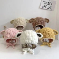 Chapeau chaud en peluche pour oreilles, mignon, résistant au froid, épais, Protection des oreilles, velours corail, coupe-vent, pull, casquette d'hiver