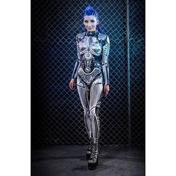 Tuta Intera Costume Cosplay Body Catsuit a Corpo Intero Teschio scheletro Robot steampunk Un Pezzo Costume Spaventoso Bambini Adulti Per donna Mascherata martedì grasso Feste Halloween Costumi di