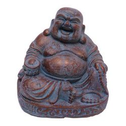 Lighthearted Buddha,'Artisan Crafted Laughing Buddha Cast Stone Sculpture'