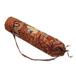 Madura Flowers,'Cotton Batik Yoga Mat Bag with Floral Motifs from Bali'