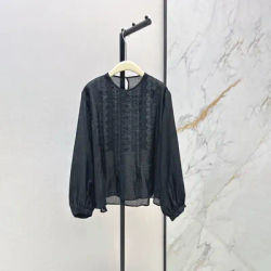Chemise Femme Rétro Française de Haute Qualité à Manches Bulles Creuses 2026 --hb728