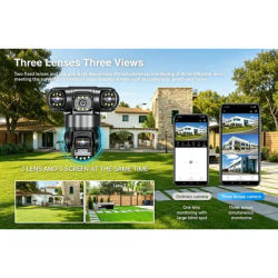 Caméra IP V380 Pro WiFi/4G Extérieure 12MP 6K Trois Objectifs Trois Écrans Moniteur Vidéo de Sécurité Vision Nocturne Caméras CCTV Imperméables