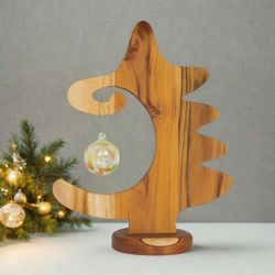 'Table and Desk Christmas Tree-Style Teakwood Ornament Hanger'