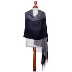 Power Executive,'Handwoven Black and Grey Baby Alpaca Blend Shawl from Per'